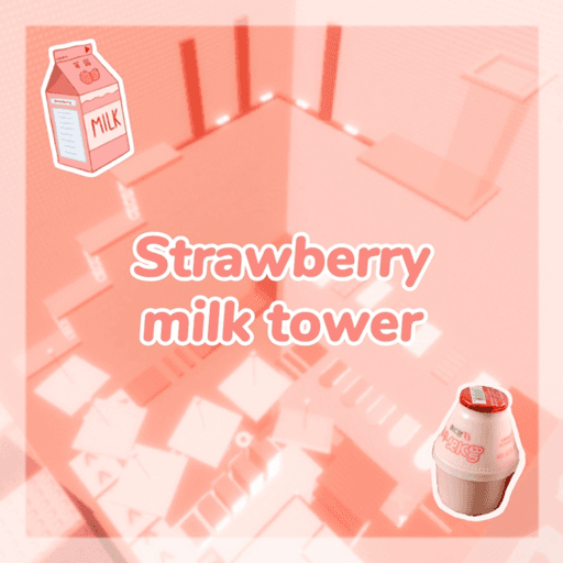 Strawberry milk tower (strawberry tower)  Roblox game thumbnail
