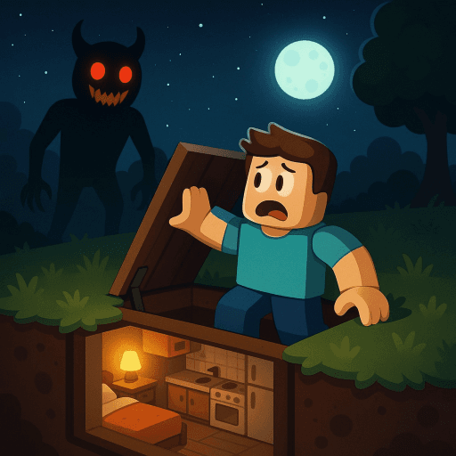DANGEROUS NIGHT [FURNISH THE BUNKER] Roblox game thumbnail