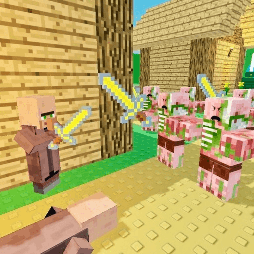 Zombie Pigman vs Village Roblox gameplay screenshot